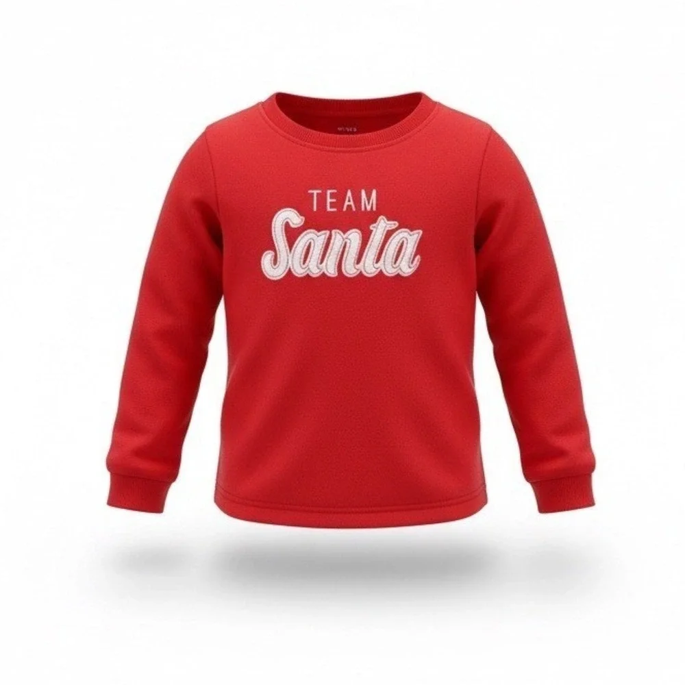 Carters Kids Red Team Santa Long Sleeve Fleece Pullover Sweatshirt, Size 4T, NWT